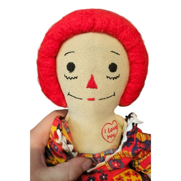 Raggedy Ann Doll Vintage Handmade 15" Felt Hair Unbranded Toy Girl Plush Striped - Picture 2 of 10